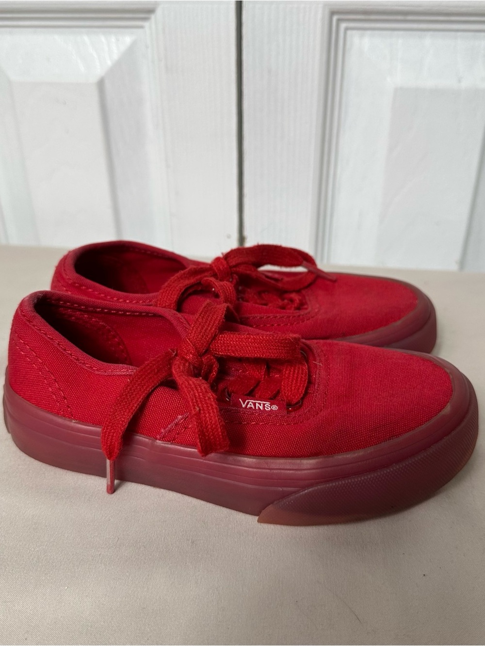 Vans Kids Red Canvas Low-Top Sneakers unisex size 11 toddler